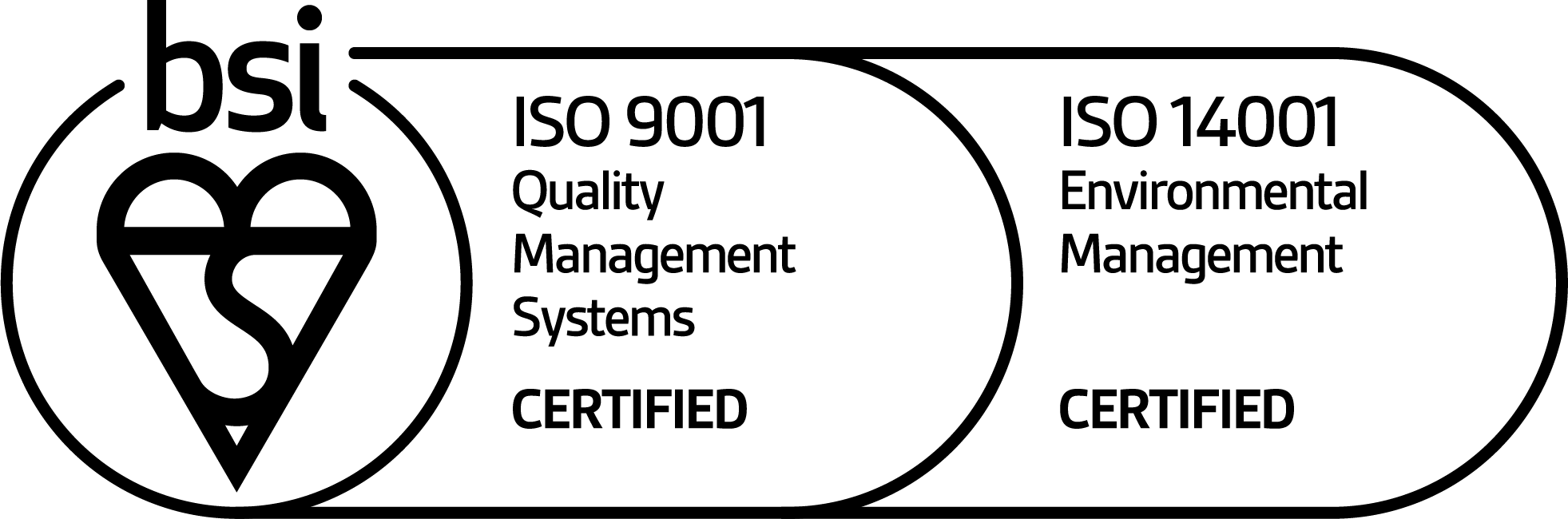 ISO 9001 Quality Management Systems Certified, ISO 14001 Environmental Management Certified